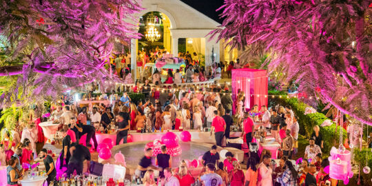 Large crowd at night at the In the Pink event on Providenciales.