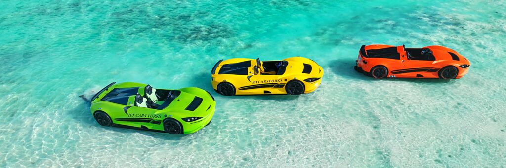 Jet cars in the Turks and Caicos Islands' clear waters.