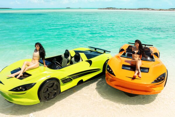 Jet cars parked at Half Moon Bay in Turks and Caicos.