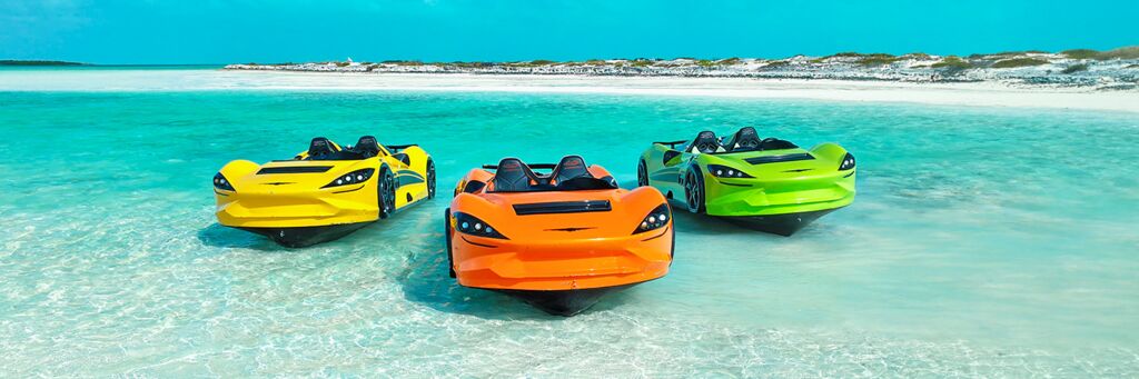 Jet cars in the Turks and Caicos Islands' clear waters.