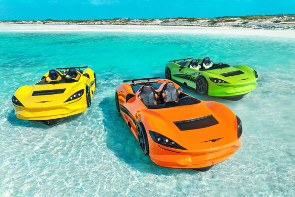 Jet cars in the Turks and Caicos Islands' clear waters.