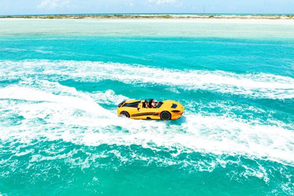 Jet cars making waves in the Turks and Caicos Islands' clear waters.