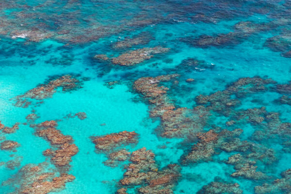 Aerial view of the Caicos Islands barrier reef