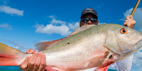 Angler with mutton snapper
