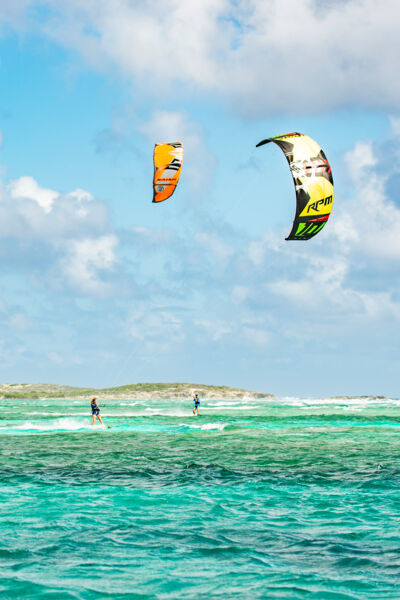 Kiteboarders at South Caicos