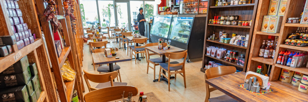 Interior of a French deli in Turks and Caicos. 