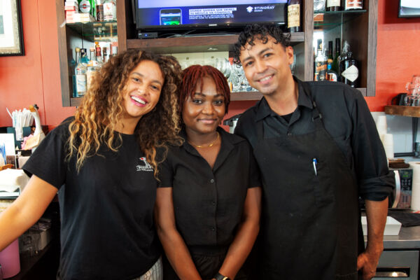 Servers at a café in Turks and Caicos. 