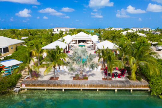 Aerial view of Leeward Jewel villa on the canal in Leeward