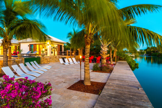 Loungers near a dock