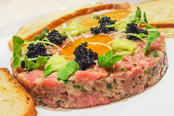 Plate of tartar at a gourmet restaurant in Turks and Caicos.