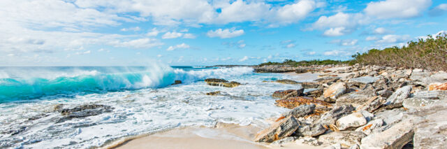 Late afternoon and breaking waves on Malcolm's Road Beach