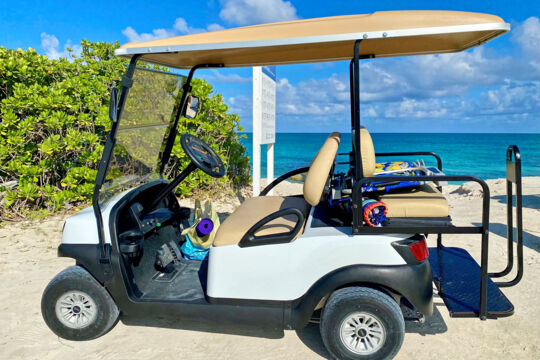 Golf cart at the beach