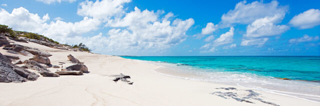 White sand and clear ocean water at North Bay Beach