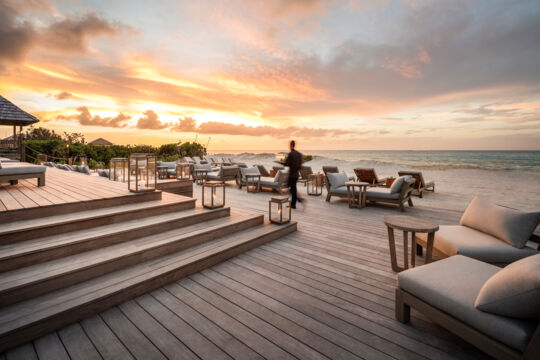 COMO Parrot Cay Resort Beach Club at dusk