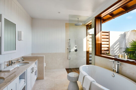 Bathroom in a beach house at Parrot Cay