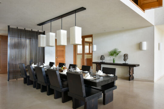 Dining room in a modern luxury villa