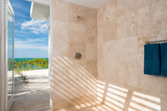 Outdoor shower at a villa