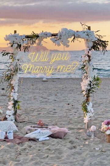 Proposal decorations on Grace Bay Beach