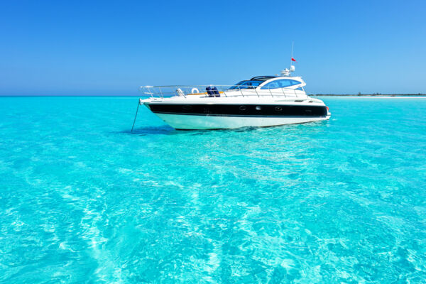 Yacht on turquoise water