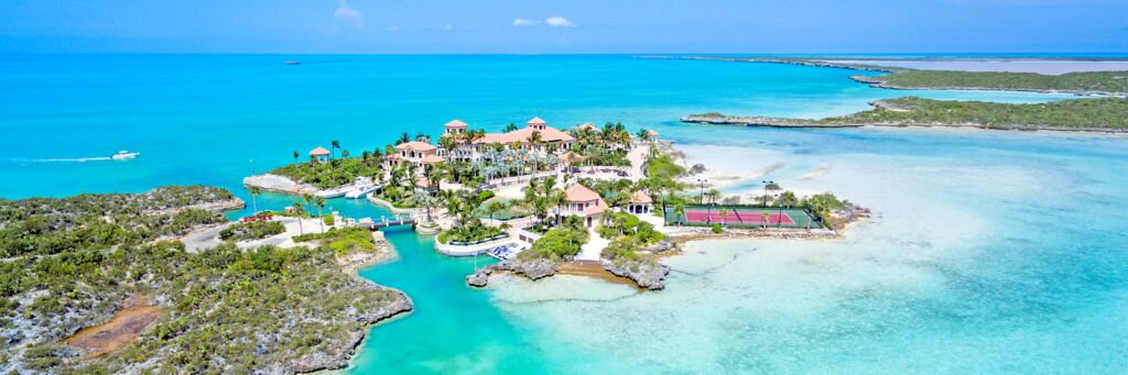 Luxury villa in Turks and Caicos on a peninsula.