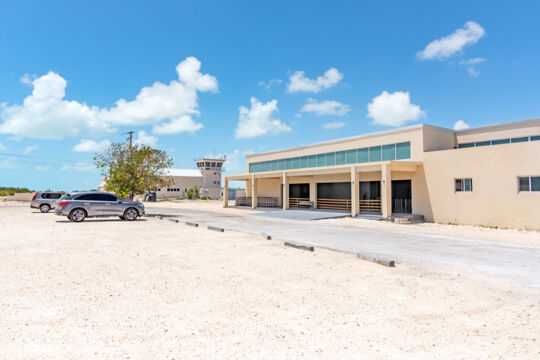 Parking lot and exterior of the South Caicos Airport
