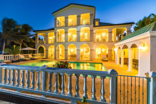 Pool terrace at dusk