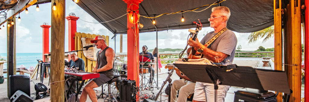 Classic rock band playing at a local restaurant in Turks and Caicos.