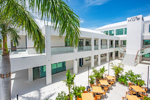 The central courtyard of The Hub complex in Grace Bay. 