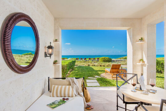 Terrace at an ocean front suite at The Palms resort