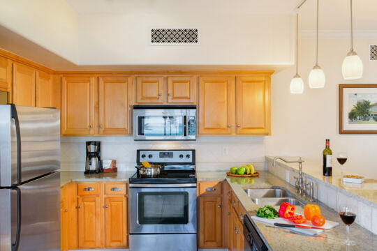 Kitchen in suite at The Sands