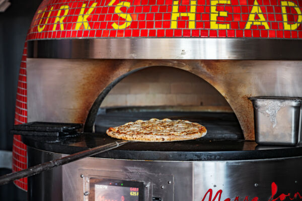 Pizza in a pizza oven