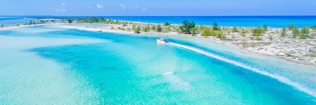 Aerial view of Little Water Cay, Turks and Caicos Islands.