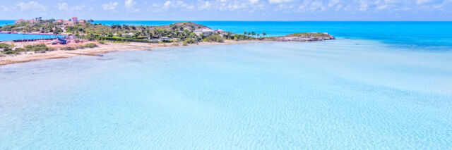 Aerial view of the largest beach at Turtle Tail