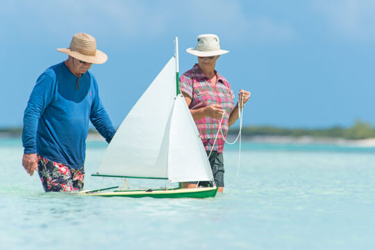 Model sailboat at Bambarra Beach, Middle Caicos. 