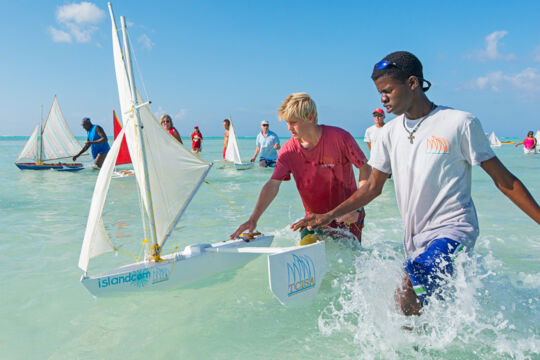 Model sailboat racing at Bambarra Beach, Middle Caicos.