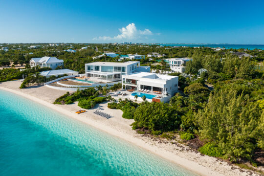 Aerial view of villa on Leeward Going Through