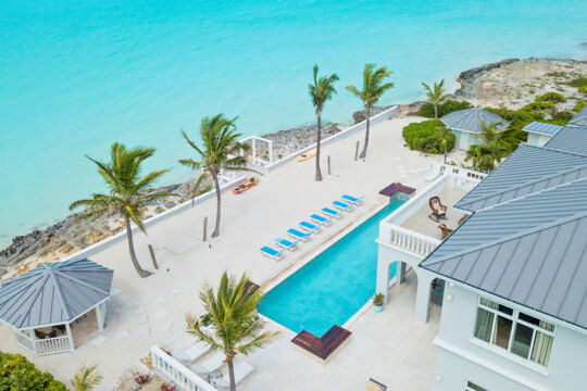 Aerial view of the pool at Villa de Ligera 