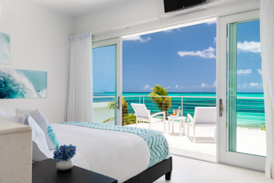 Bedroom with an ocean view